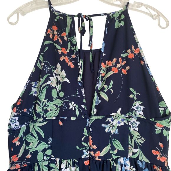 Maison Jules Maxi Floral Dress L Halter Flowing LinedCottagecore Retro Coquette - Picture 5 of 6